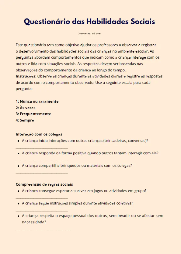 Questionário social